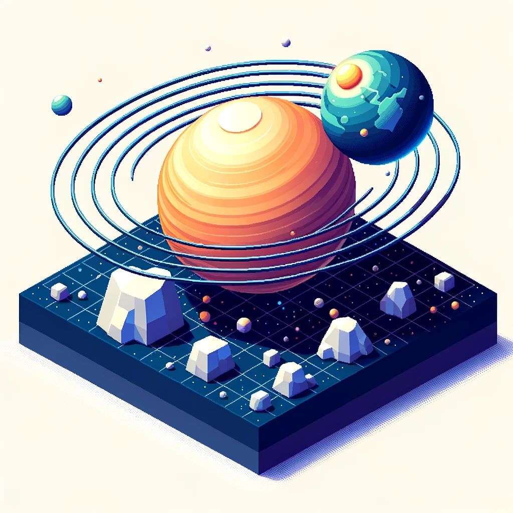 the discovery of gravity, low polygon isometric render